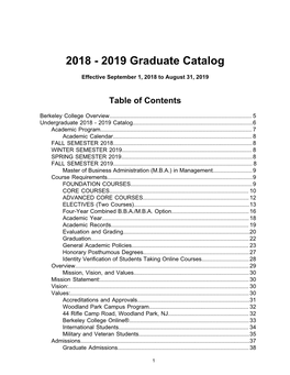2018 - 2019 Graduate Catalog