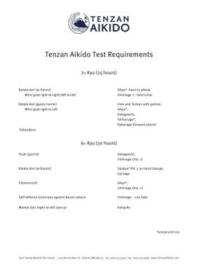 Tenzan Aikido Test Requirements