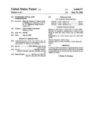 United States Patent (19) 11) 4,448,977 Warner Et Al