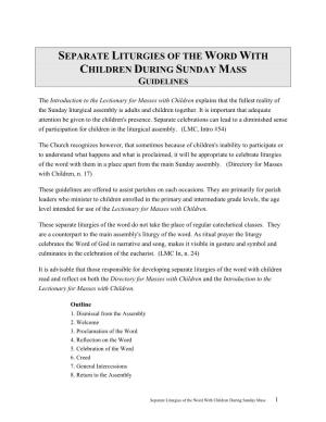 Separate Liturgies of the Word with Children During Sunday Mass Guidelines