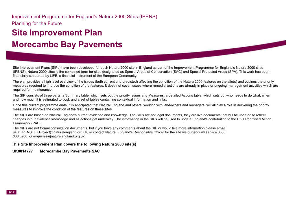 Site Improvement Plan Morecambe Bay Pavements