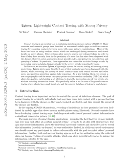 Epione: Lightweight Contact Tracing with Strong Privacy