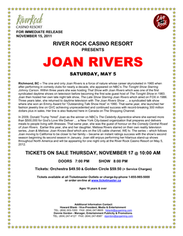 Joan Rivers Saturday, May 5