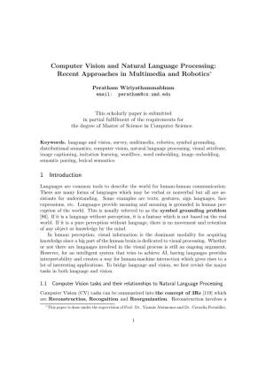 Computer Vision and Natural Language Processing: Recent Approaches in Multimedia and Robotics∗
