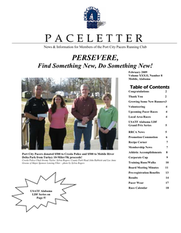 PACELETTER News & Information for Members of the Port City Pacers Running Club