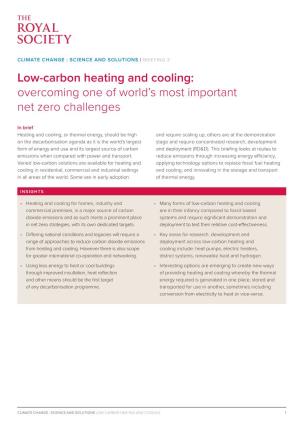 Low-Carbon Heating and Cooling: Overcoming One of World's Most Important Net Zero Challenges