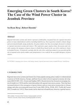 The Case of the Wind Power Cluster in Jeonbuk Province