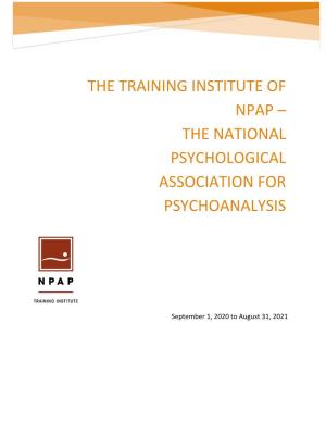 The Training Institute of Npap – the National Psychological Association for Psychoanalysis