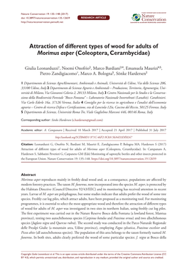 Attraction of Different Types of Wood for Adults of Morimus Asper (Coleoptera, Cerambycidae)