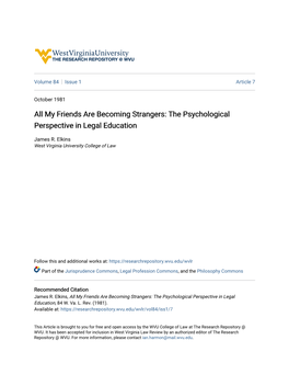 The Psychological Perspective in Legal Education