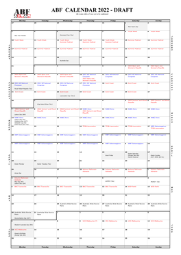2022 ABF Calendar