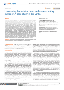 Forecasting Homicides, Rapes and Counterfeiting Currency: a Case Study in Sri Lanka