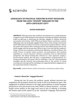 Genealogy of Political Theatre in Post-Socialism. from the Anti-“System” Nihilism to the Anti-Capitalist Left1
