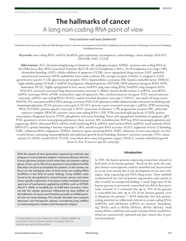 The Hallmarks of Cancer a Long Non-Coding RNA Point of View