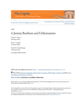 4. Jeremy Bentham and Utilitarianism Robert L