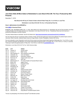 Jojo Siwa Adds 28 More Dates to Nickelodeon's Jojo Siwa