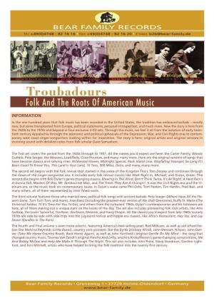 Troubadours Folk and the Roots of American Music