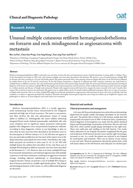 Unusual Multiple Cutaneous Retiform Hemangioendothelioma on Forearm
