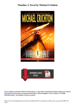 Timeline a Novel by Michael Crichton