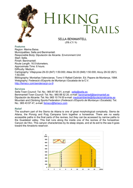 Hiking Trails SELLA-BENIMANTELL (PR-CV 9)
