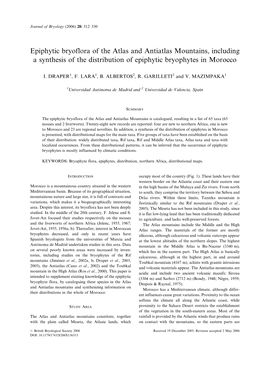Epiphytic Bryoflora of the Atlas and Antiatlas Mountains, Including a Synthesis of the Distribution of Epiphytic Bryophytes in Morocco