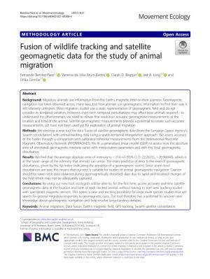 Fusion of Wildlife Tracking and Satellite Geomagnetic Data for the Study of Animal Migration Fernando Benitez-Paez1,2 , Vanessa Da Silva Brum-Bastos1 , Ciarán D