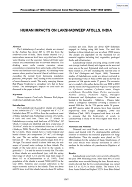 Human Impacts on Lakshadweep Atolls, India