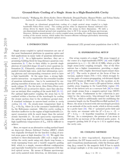 Arxiv:1909.08894V1 [Physics.Atom-Ph] 19 Sep 2019 on Degenerate Raman Sideband Cooling (Drsc), Which Was Originally Developed for the Loss-Free Cooling of Neu- III