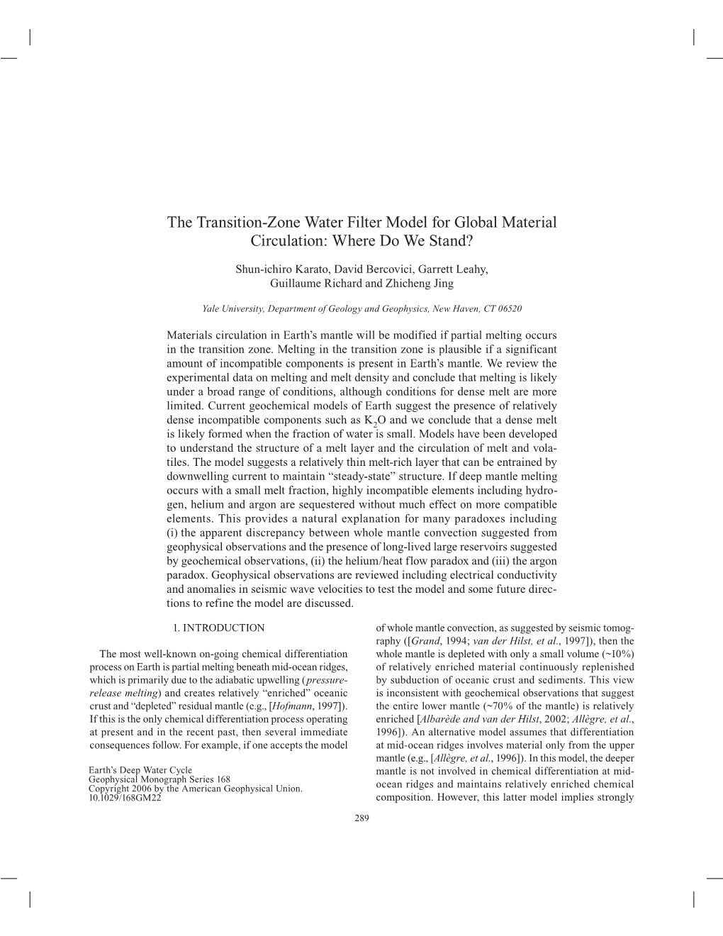 The Transition-Zone Water Filter Model for Global Material Circulation: Where Do We Stand?