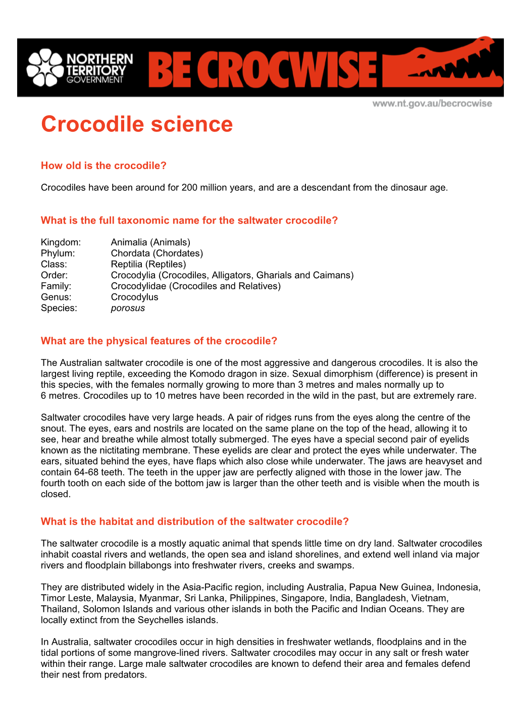 Crocodile Science