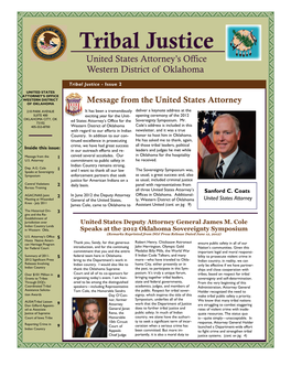 Tribal Justice United States Attorney’S Office Western District of Oklahoma