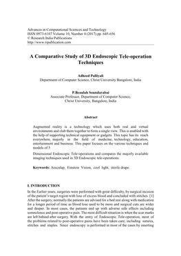 A Comparative Study of 3D Endoscopic Tele-Operation Techniques