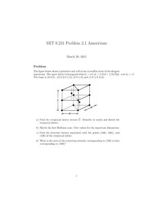 MIT 8.231 Problem 2.1 Americium