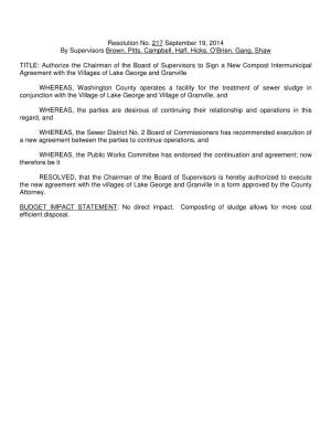 September 19, 2014 by Supervisors Brown, Pitts, Campbell, Haff, Hicks, O’Brien, Gang, Shaw