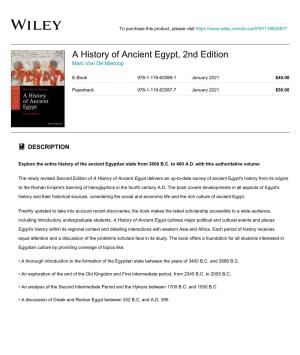A History of Ancient Egypt, 2Nd Edition Marc Van De Mieroop