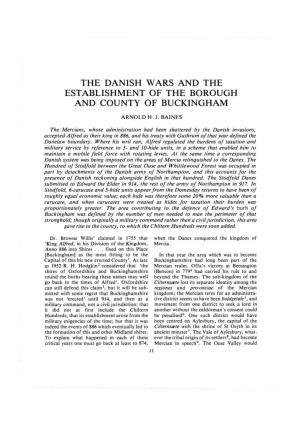 The Danish Wars and the Establishment of the Borough and County of Buckingham