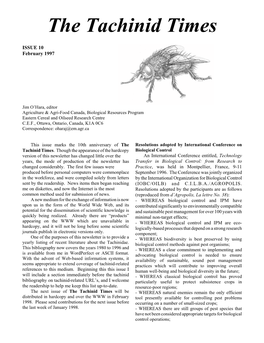 View the PDF File of the Tachinid Times, Issue 10