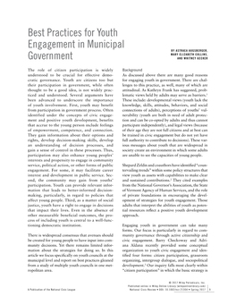 Best Practices for Youth Engagement in Municipal Government