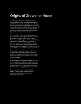 Origins of Grosvenor House