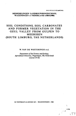 Soil Conditions, Soil Carbonates and Former Vegetation in the Geul Valley from Gulpen to Meerssen (South Limburg, the Netherlands)