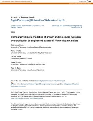 Comparative Kinetic Modeling of Growth and Molecular Hydrogen Overproduction by Engineered Strains of Thermotoga Maritima