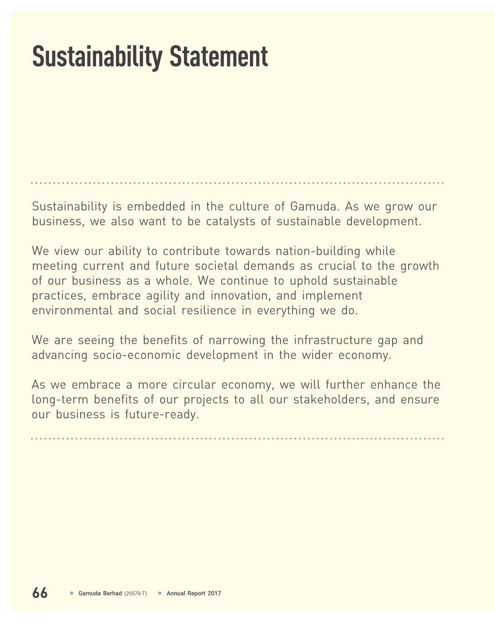 Sustainability Statement