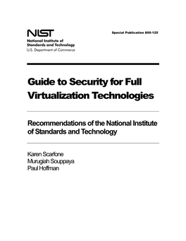 NIST 800-125: Guide to Security for Full Virtualization Technologies
