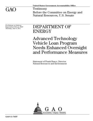GAO-11-745T Department of Energy: Advanced Technology Vehicle