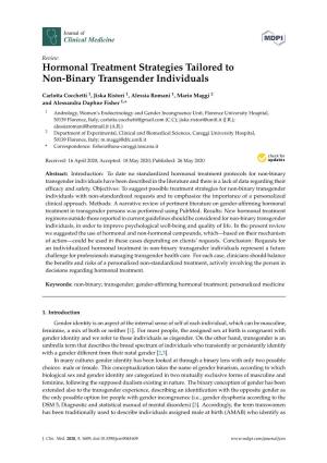 Hormonal Treatment Strategies Tailored to Non-Binary Transgender Individuals