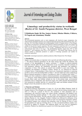 Limnology and Productivity Status in Wetlands (Beels) of 24