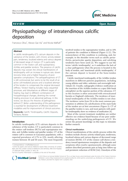 Physiopathology of Intratendinous Calcific Deposition Francesco Oliva1, Alessio Giai Via1 and Nicola Maffulli2*