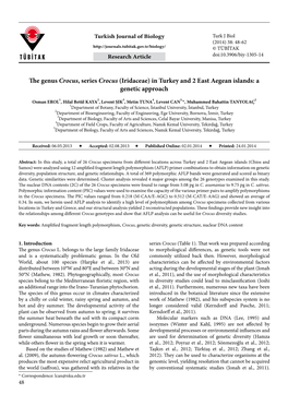The Genus Crocus, Series Crocus (Iridaceae) in Turkey and 2 East Aegean Islands: a Genetic Approach