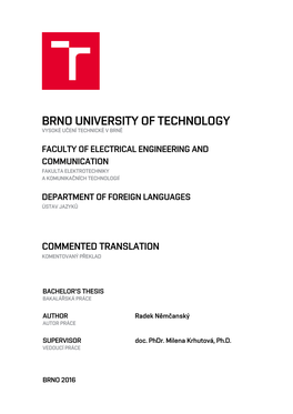 Brno University of Technology Vysoké U�Ení Technické V Brn