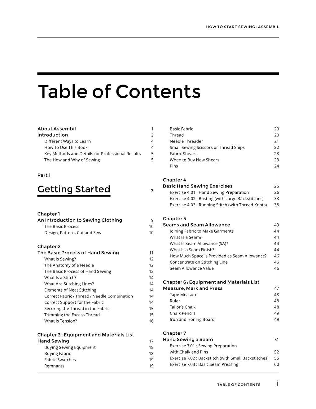 Table of Contents